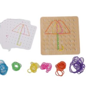 25115-Wooden Geoboard With Rubber Bands